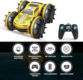 360 Double sided Stunt Car Amphibious RC Car for Kids Dual Remote , Hand sensor and Remote Car 360 degree