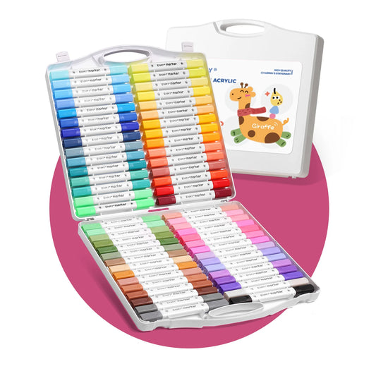 Bag of Colors Acrylic Paint Markers Pens, Soft Brush Tip Markers with Fast Drying & No-Bleed Ink, Acrylic Paint Pens for Rock, Wood, Egg, Ceramic, Fabric Painting, Art Supplies