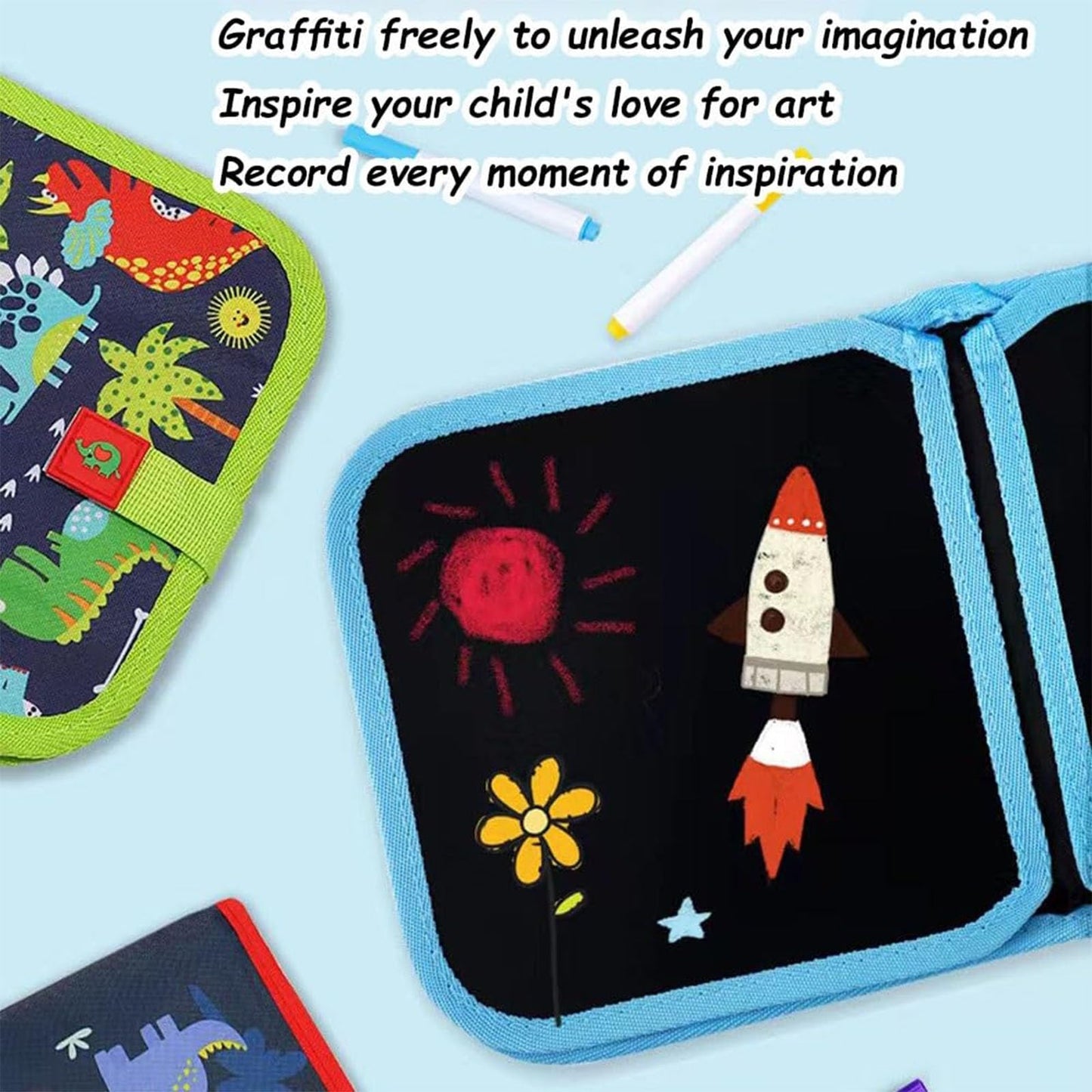 Disney Lilo & Stitch Portable Reusable Coloring Book Graffiti with coloring Pen and pocket, Drawing Board Sketch Book(4 pages) C-1432|C-1431