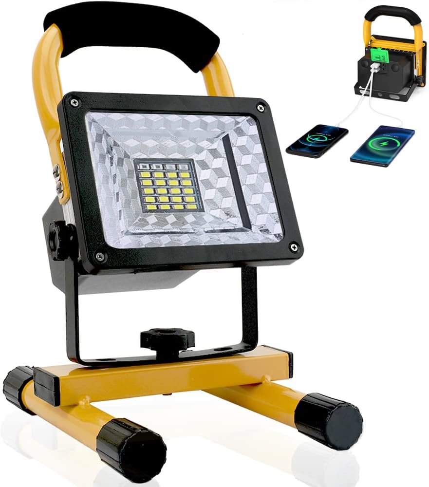 Rechargeable 7W, 3,7v/2200 mah Outdoor (Waterproof )LED Flood Work Light Lamp Camping Battery Powered