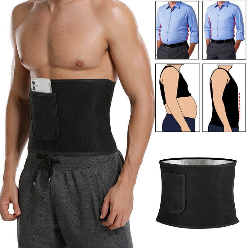 Men's Waist Trainer Cincher Sweat Sauna Slimming Body Shaper Hot Polymer Belt 9902