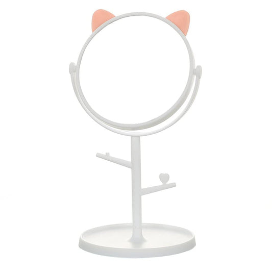 Cat Ears Desk Mirror - Cute & Compact Vanity Mirror for Bathroom or Bedroom