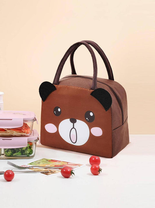 Cartoon Bear Design Lunch Bag, Lunch Box, Cute Polyester Insulated Lunch Bag For Office Work School Picnic