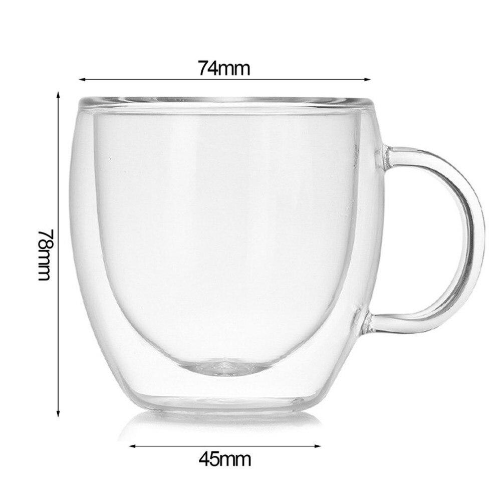 Double Wall Glass Glass with Handle Cup Heat Resistant Tea Coffee Mug with Handle Glass Mugs Glass Mug Drink