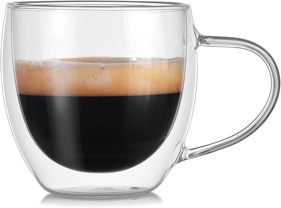 Double Wall Glass Glass with Handle Cup Heat Resistant Tea Coffee Mug with Handle Glass Mugs Glass Mug Drink