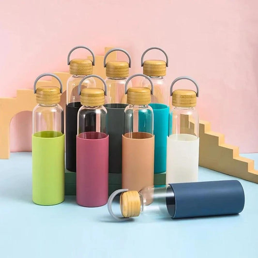 Sports Water Bottle With Silicone Protective Case 550 ML
