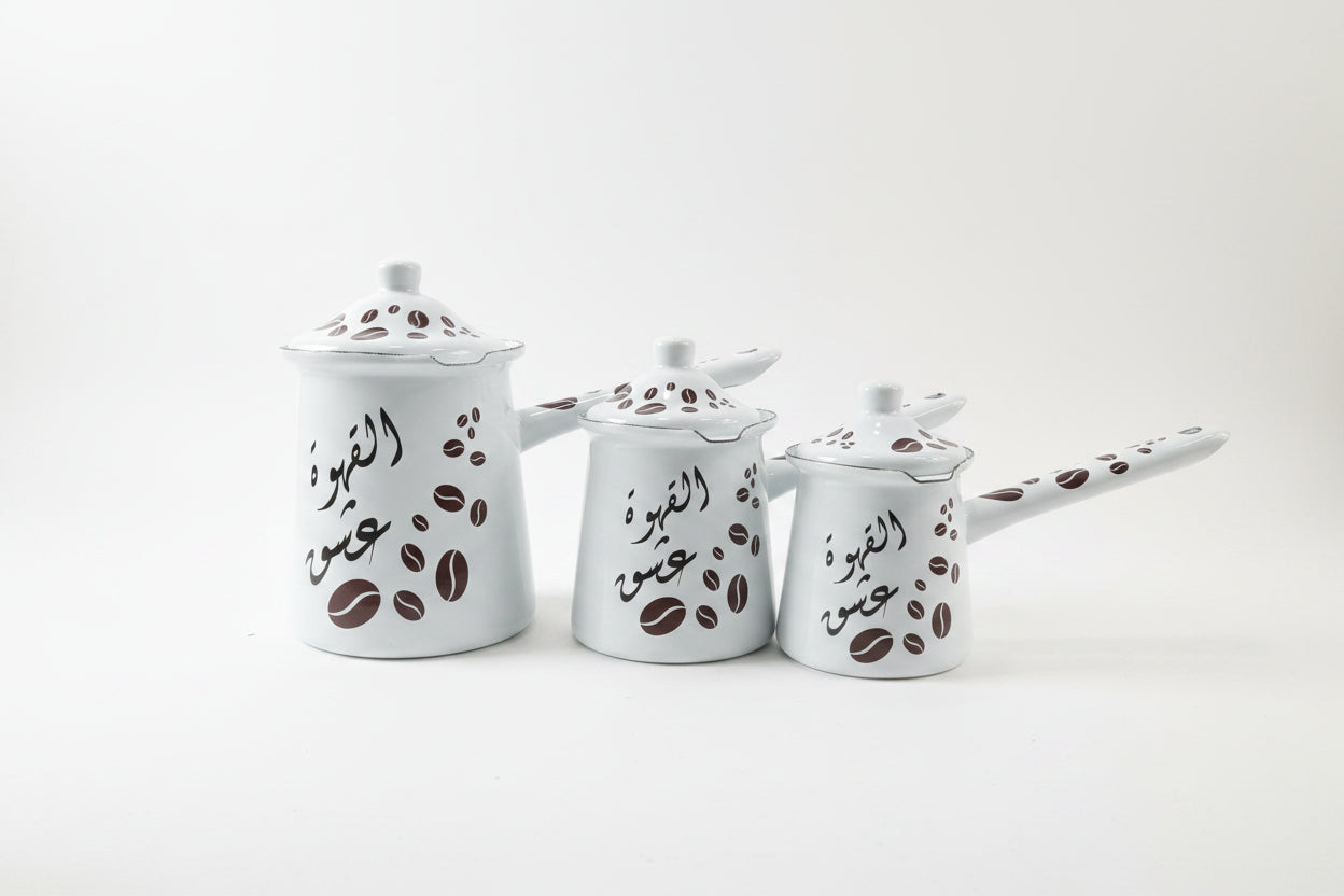 Momaz Enamel Coffee Pot Warmer Set 300ML, 400ML,600ML Set Of 3PCS