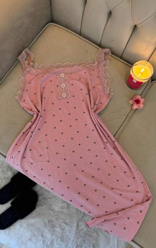 High quality Pyjamas Ladies Nightdress Long Nightdress With Hearts