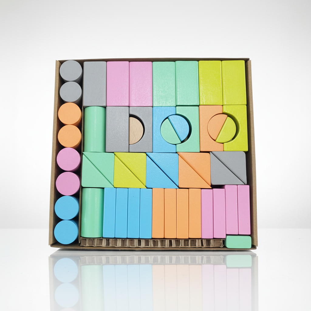100 Pieces Wooden Building Blocks Set for Kids | Non-Toxic Educational Montessori Wooden Toys | Colorful Stacking & Construction Blocks for Creativity, Learning & Imagination