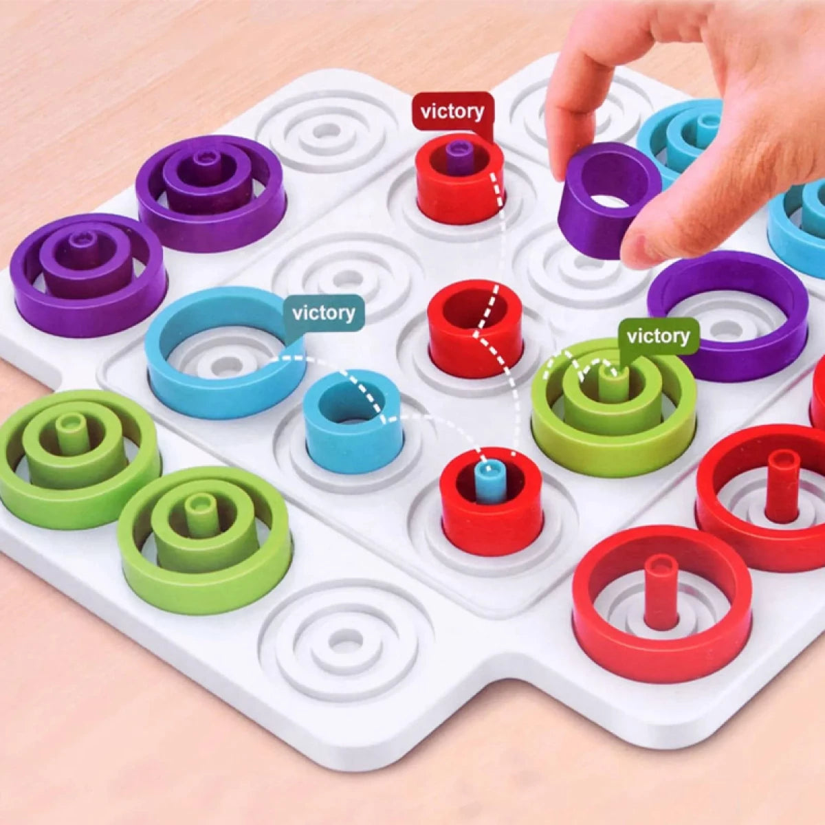 Brain Training Tic Tac Toe 36 Piece Circle Chess Puzzle For 1-4 Players