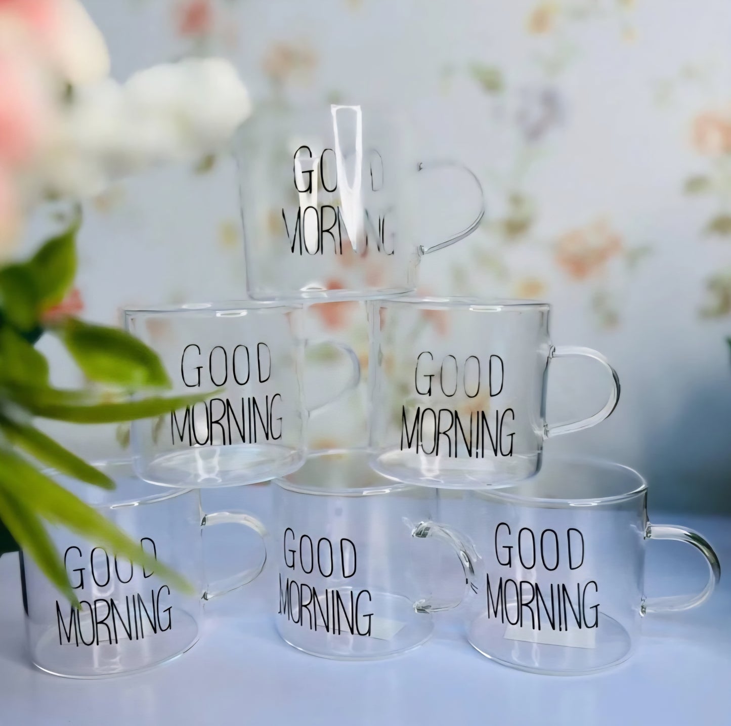 Good Morning Glass Mugs 6 pcs S187-16