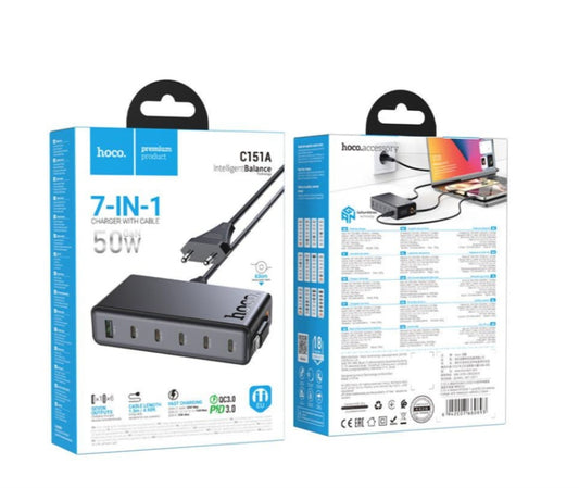 Hoco Charging station “C151A Modern” 7-IN-1 CHARGER WITH CABLE 50W