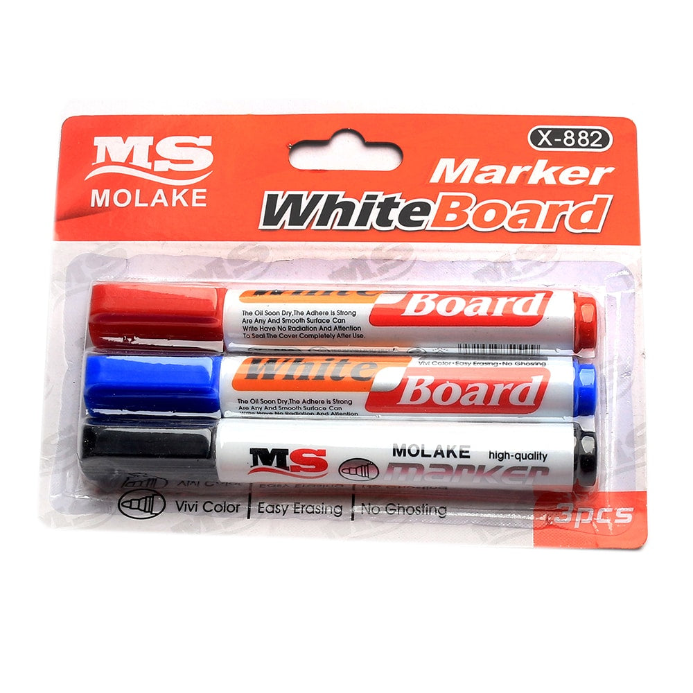 Whiteboard Marker Set – 3PCS (Red, Blue, Black), Easy-Erasing, Low-Odor Dry Erase Markers for Whiteboards, Perfect for Office, School, and Home Use