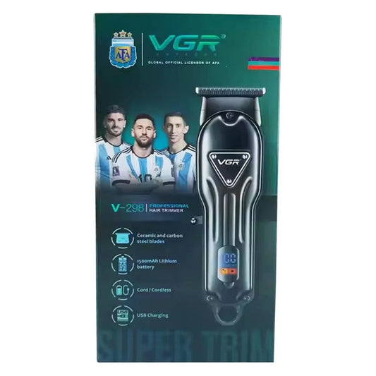 VGR V‑298 Professional Hair Trimmer Steel Blades, 1500 mAh (200 min)
