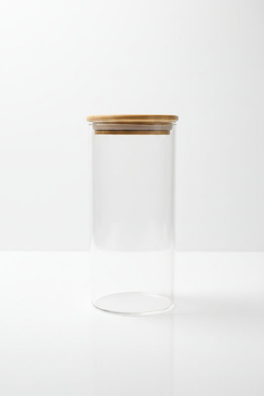 Drinking Glass Cup With Bamboo Lid & Glass Straw OM25-1035