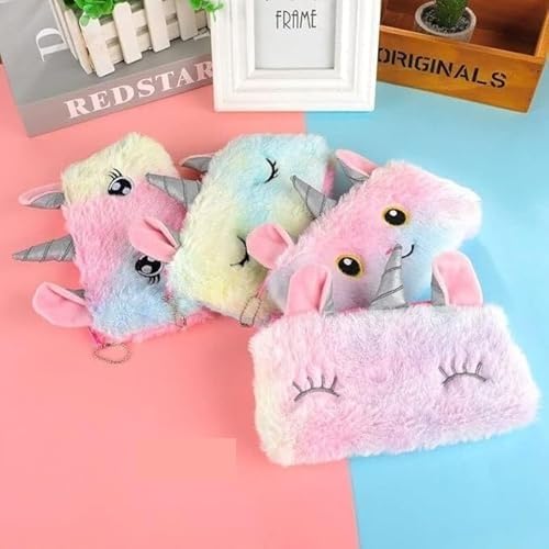 Unicorn Fur Faux Pencil Pouch Stationery Organiser, Multicolor KL830