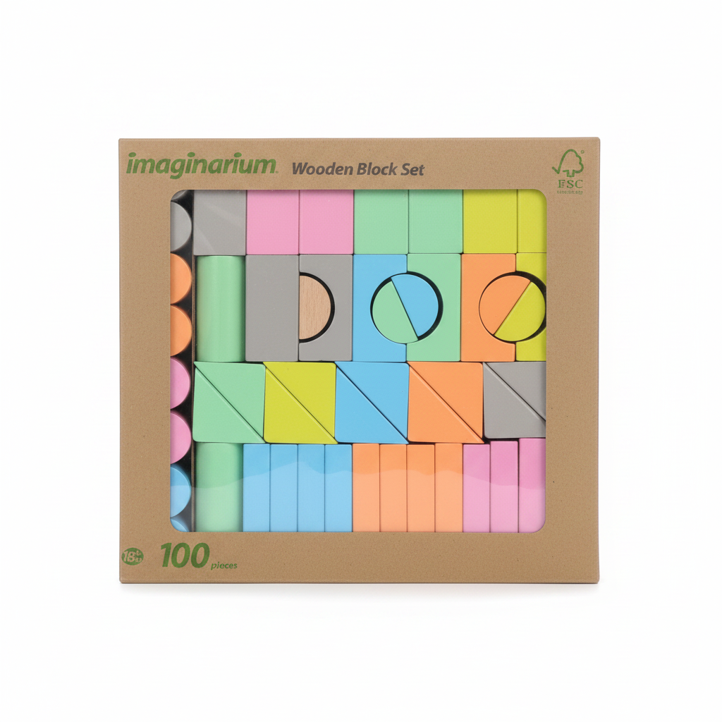 100 Pieces Wooden Building Blocks Set for Kids | Non-Toxic Educational Montessori Wooden Toys | Colorful Stacking & Construction Blocks for Creativity, Learning & Imagination