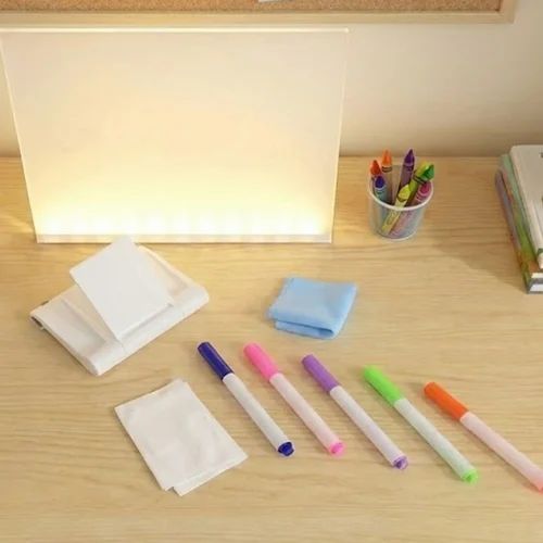 Light Up Acrylic Message Board Rewritable DIY Children'S Glowing Drawing Board Message Lamp with 7 Colorful Pens Dimensions 20*30cm E1707