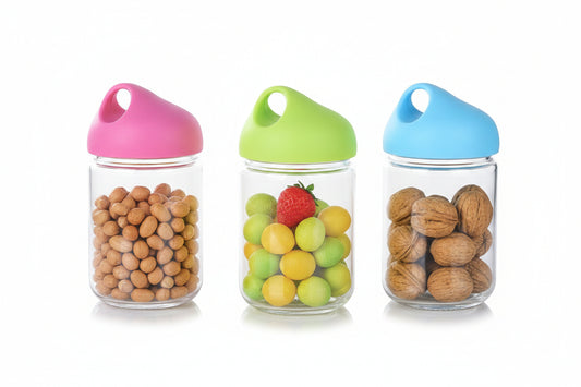 Colorful Clear Glass Food Jar Set Of 3 Pcs