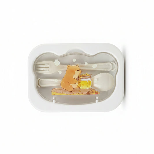 500 ML Bear Cartoon Plastic Lunch Box Microwavable Children's Food Container for Kids' School 21-220
