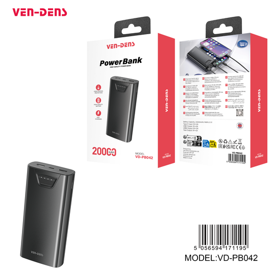 VEN-DENS VD-PB042 Power Bank fast charging 20000mAh