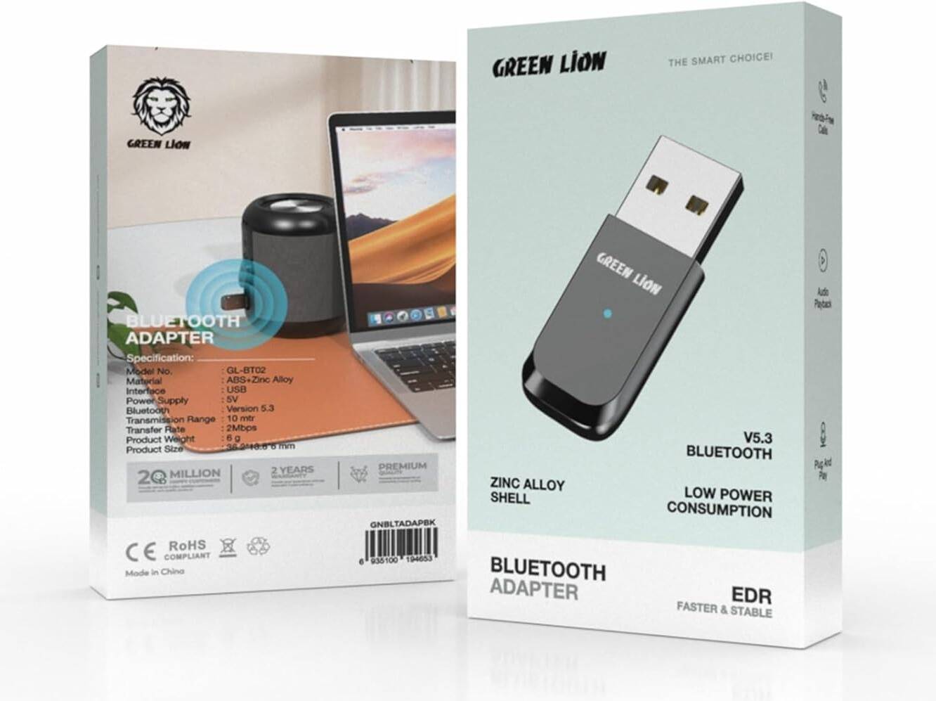 Green Lion Zinc Alloy Shell USB Bluetooth Adapter
