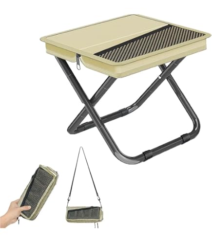 Portable Outdoor Folding Stool Carry Handle Oxford Small Bench for Fishing Fully Foldable Chair for Camping