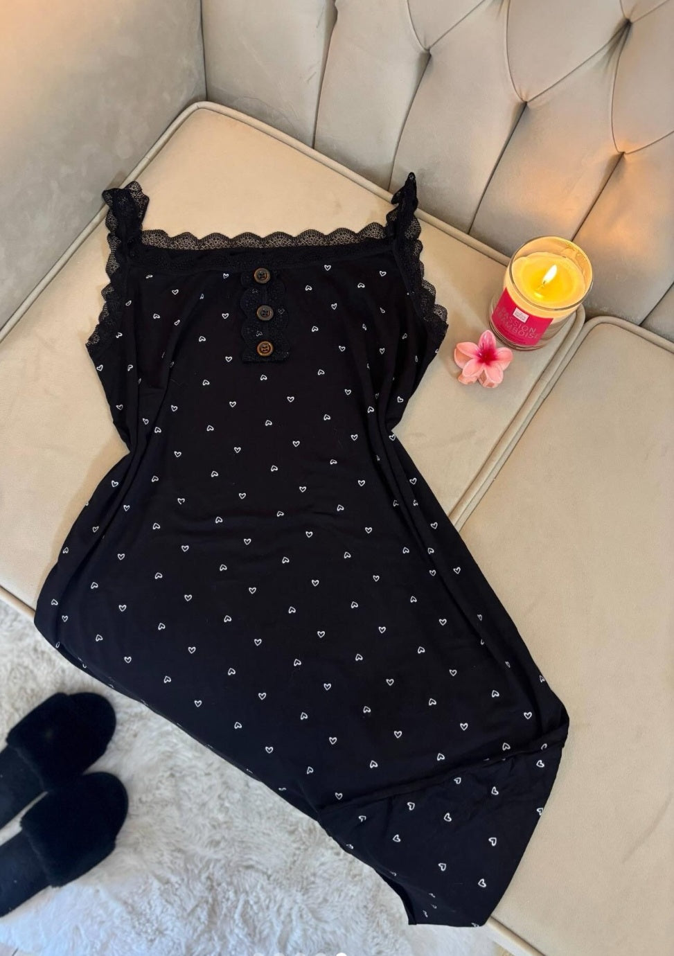 High quality Pyjamas Ladies Nightdress Long Nightdress With Hearts