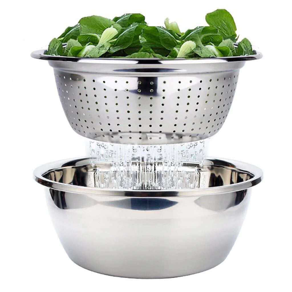 Heavy 28 cm Stainless Bowl +Strainer (2 pcs)