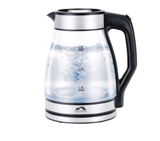 Momaz Electric Glass Kettle Luxury High Boron Glass Body 1500W | 1.5L | 360° LXE013