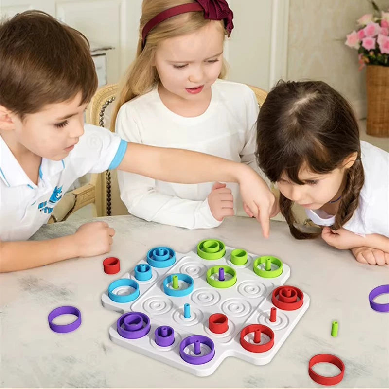 Brain Training Tic Tac Toe 36 Piece Circle Chess Puzzle For 1-4 Players