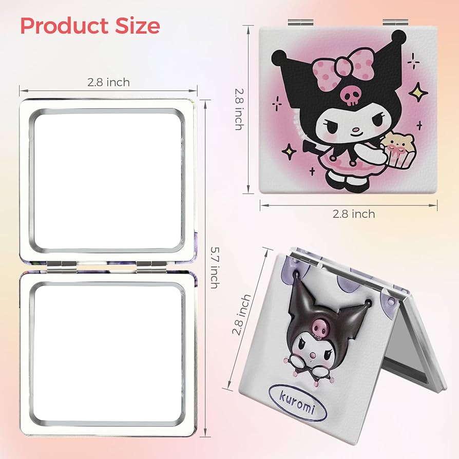 Travel compact mirror for women,girls cute classical cartoon cosmetic mirror magnifying fold makeup mirror