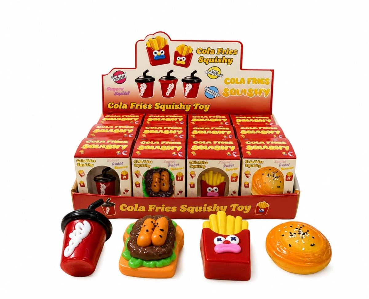 12 Pcs Food Squishy | Super Solid Squishy | Coke , Fries , Burger , Toast Toy Squishy For Kids E2529