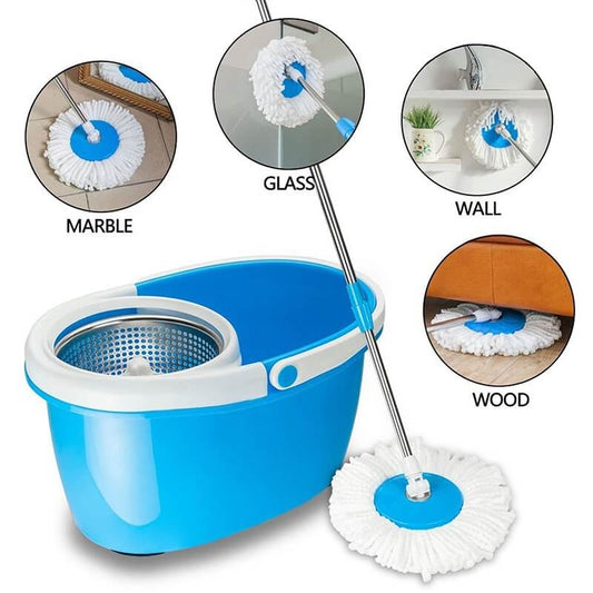 Spin Mop And Bucket With Wringer Set, 360 Mop And Bucket Set For Floor Cleaning, Stainless Steel