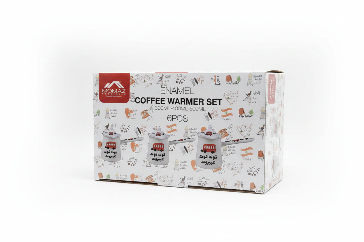 Momaz Enamel Coffee Pot Warmer Set 300ML, 400ML,600ML Set Of 3PCS MOH029-NO(H)