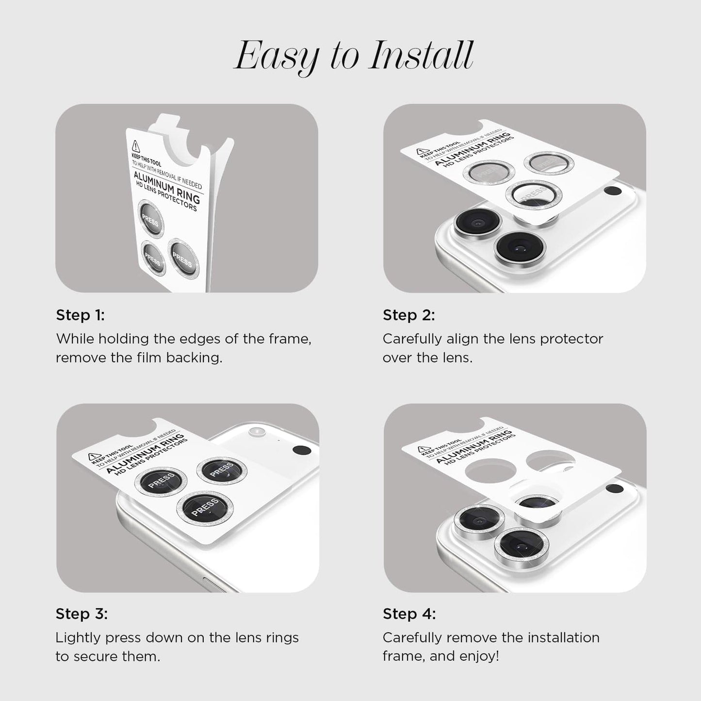 3 Camera Lens 
for iPhone 14 Pro/Pro Max Protector, Metal Individual Ring Camera Screen Protector Cover for iPhone 14 Pro/Pro Max Glitter