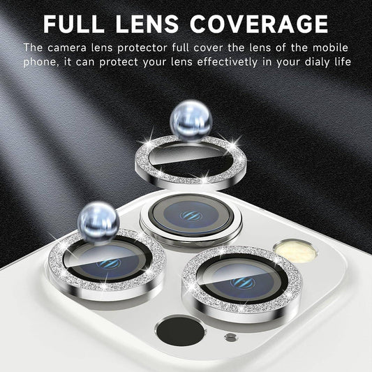 3 Camera Lens 
for iPhone 14 Pro/Pro Max Protector, Metal Individual Ring Camera Screen Protector Cover for iPhone 14 Pro/Pro Max Glitter