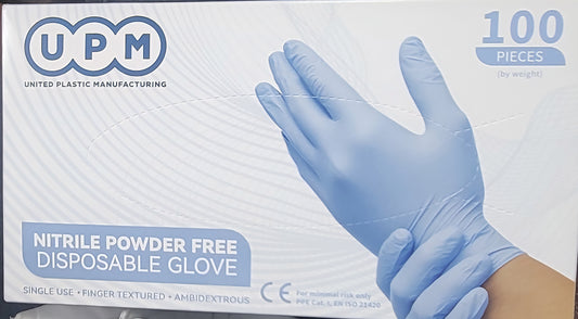 100 pcs of Blue Nitrile Gloves Disposable, Powder-Free, Latex-Free, Medical Exam Grade, Food Safe, Textured Grip