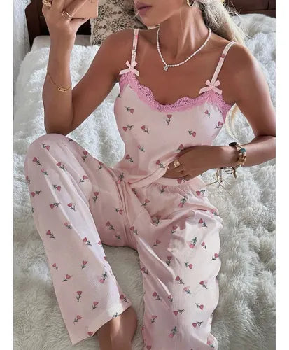 Women's Pyjama Set Pant Long Nightwear D1890