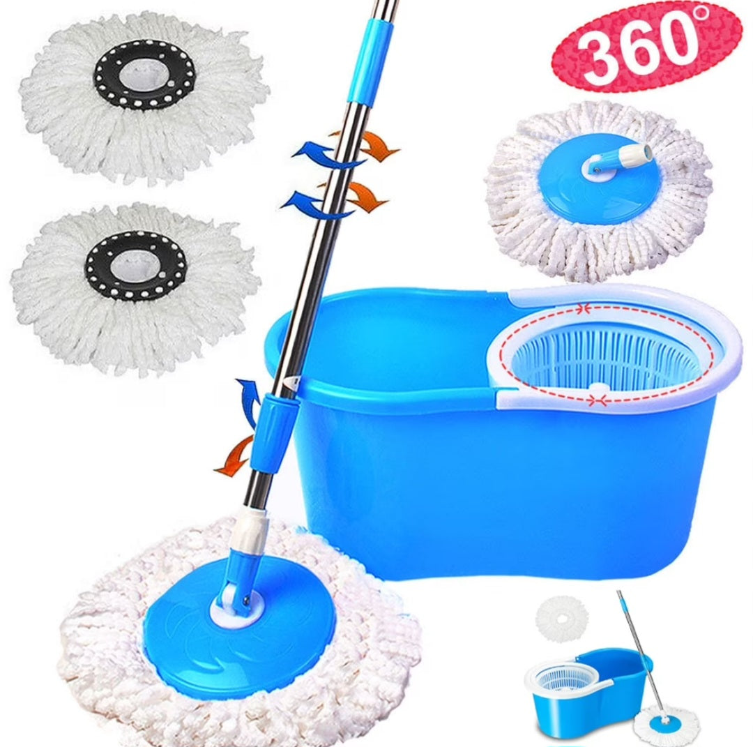 Spin Mop And Bucket With Wringer Set, 360 Mop And Bucket Set For Floor Cleaning, Stainless Steel
