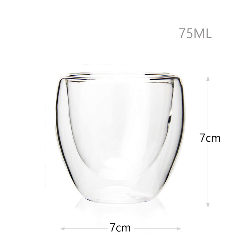 Set of 6 Double-walled borosilicate espresso glass 75 ml - noble design - heat and cold resistant - dishwasher safe OM25-1036