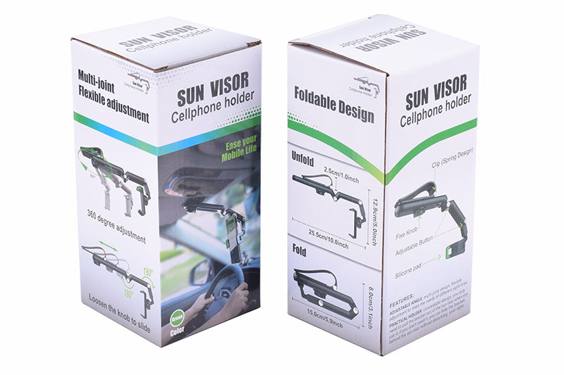 Rotatable and Retractable Car Phone Holder - 1080° Multifunction Sun Visor Universal 360 Rotating Phone Holder for Car