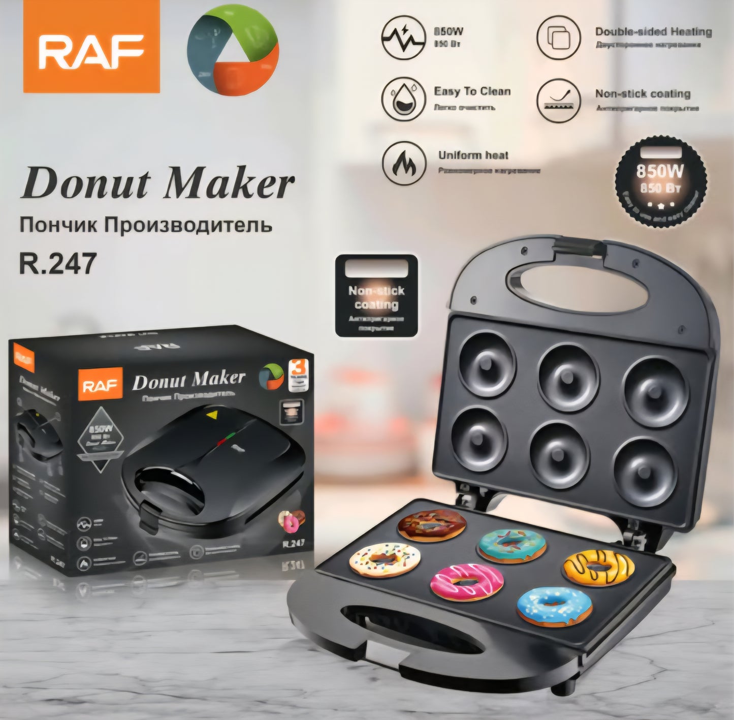 RAF Mini Donut Maker Machine for Kid Doughnut Breakfast Snacks Desserts Waffle